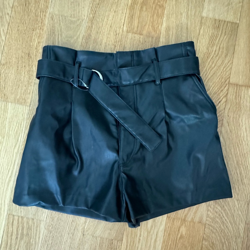 NWT Black Leather Shorts
